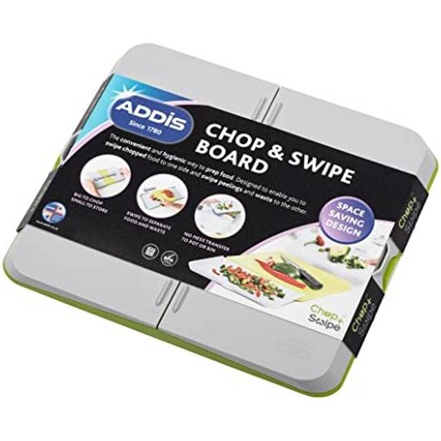 Addis Chop & Swipe Chopping Board with easy pour side trays, Lime & Grey