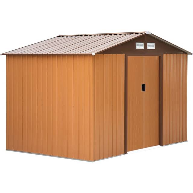 Outsunny 9x6ft Metal Storage Shed - Brown - 9 x 6ft