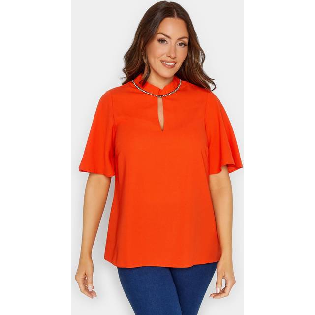 M&Co Orange Keyhole Sequin Blouse 10 M&Co Womens
