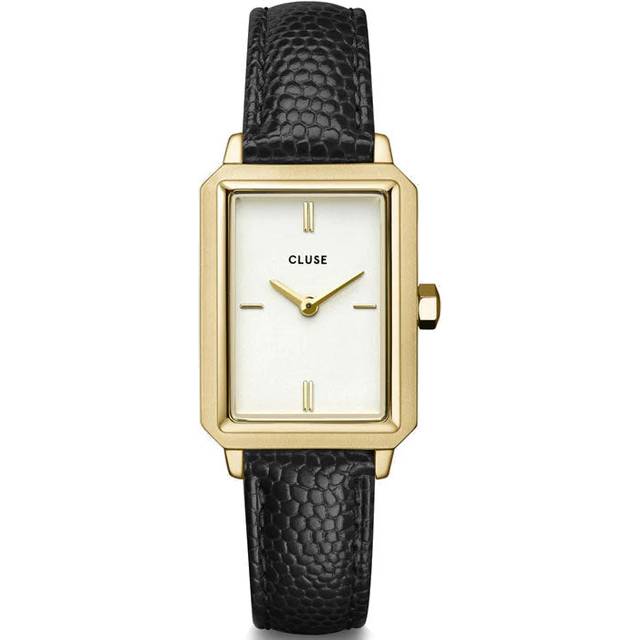 Cluse Fluette Leather Black Lizard Gold