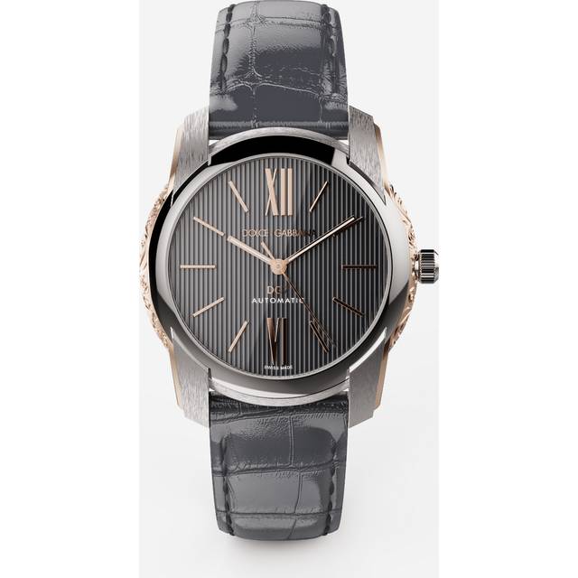 Dolce & Gabbana Dg7 Watch In Steel With Engraved Side Decoration In Gold - Man Watches Grey Onesize