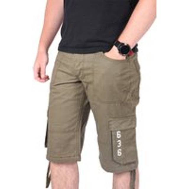 (Khaki, 34) Mens Cargo Shorts Army Work Knee Length Half Pants