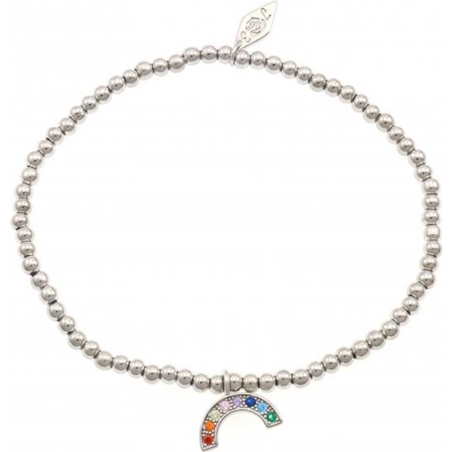 Sterling Silver Rhodium Plated Colourful Rainbow Bracelet ERLB032