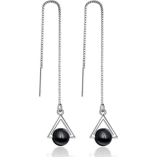 2PCS Fashion Female Fringed Earrings Jewelry Triangle Geometric Earrings Long Copper Ear Wire