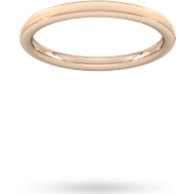 2mm Traditional Court Standard Matt Centre With Grooves Wedding Ring In 9 Carat Rose Gold - Ring Size H