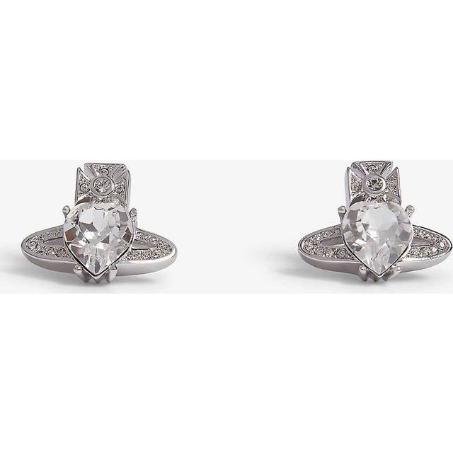 Womens Vivienne Westwood Jewellery Ariella Rhodium Plated Brass and Crystal Stud Earrings