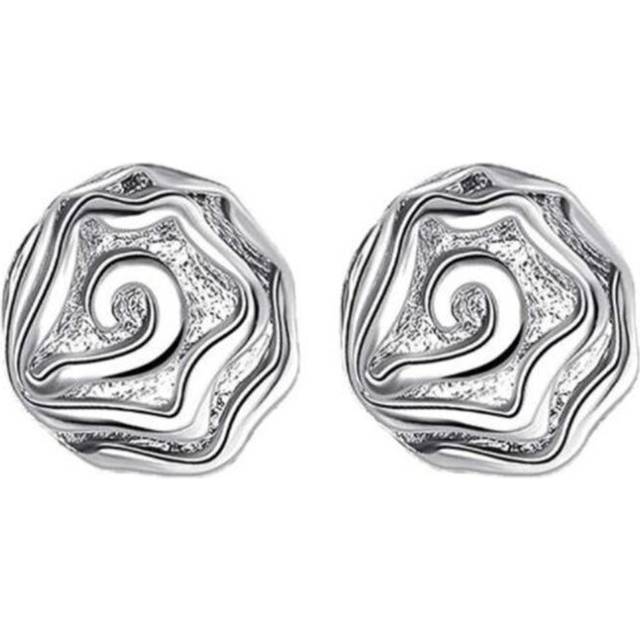 8PCS Silver plating Cute Rose Flowers Stud Earrings for Women Best Gift Wholesale Jewelry