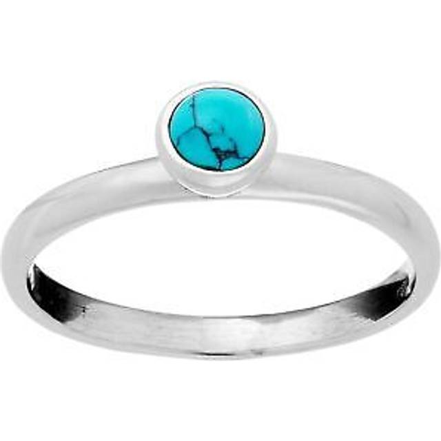 Turquoise ring sterling silver round gemstone stackable band - 81stgeneration