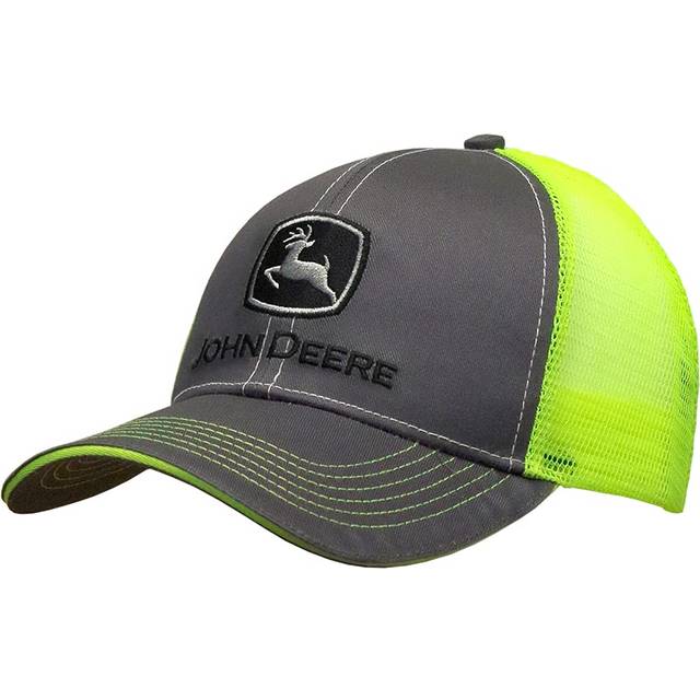 John Deere - Grå trucker Keps - High Vis Logo Black/Neon Yellow Trucker @ Hatstore