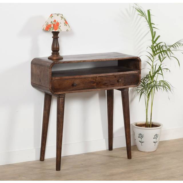 IH Design Franklin Dark Mango Wood Console Table With 2 Drawers, Brown