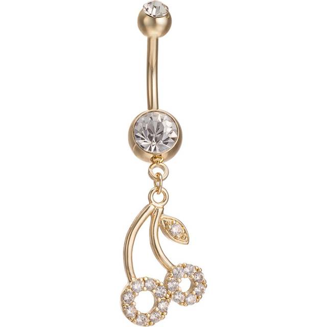 (gold plated white zircon) Cherry Full Zircon Navel Buckle Ring