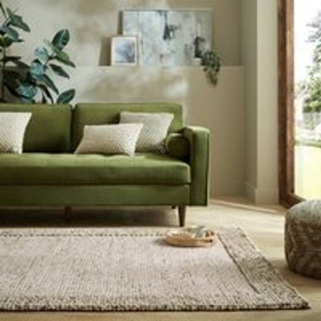 Pebble Wool Border Rug - Pebble Olive