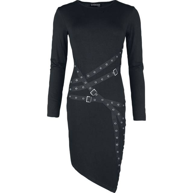 Gothicana by EMP Dress with straps, eyelets and buckles Short dress black