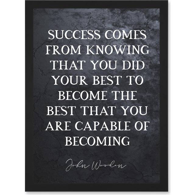 Slate Quote John Wooden Success Knowing That You Did Your Best Basketball Coach Inspiring Sports Artwork Framed Wall Art Print A4 - Black - One Size
