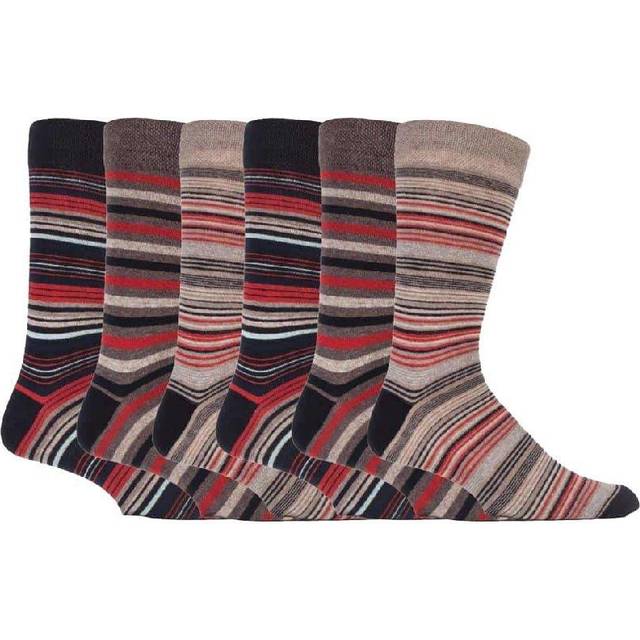 (6-11 UK, Rome) Mens 6 pack colourful striped patterned dress cotton socks in 7 styles
