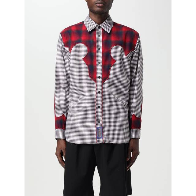 Maison Margiela, Skjorta, Herr, M, Bomull, Gingham-skjorta med kontrasterande paneler - beige (M)