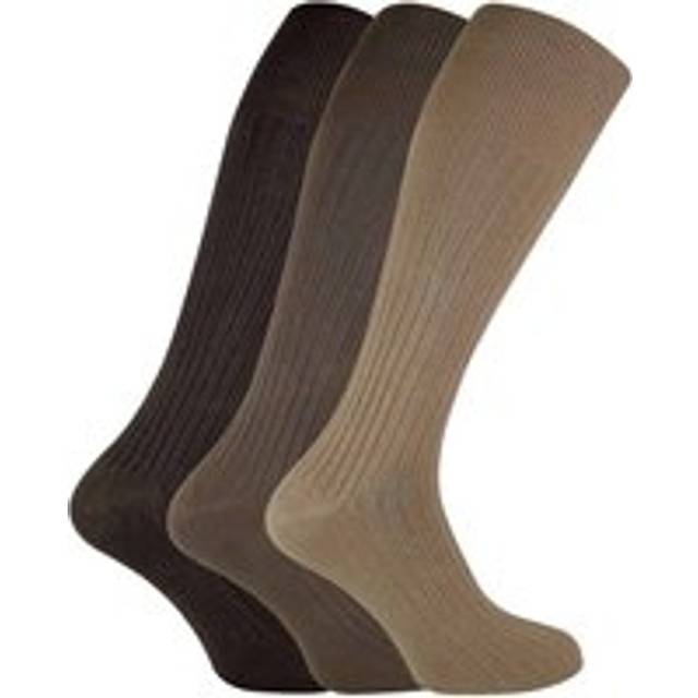 (6-11 UK, Brown) SOCK SNOB - 3 Pairs Mens Long Knee High Length 100% Cotton Socks
