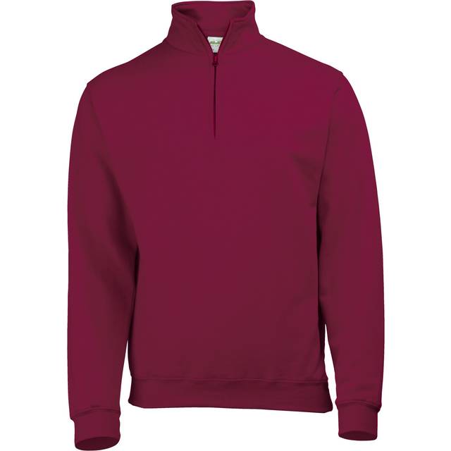 (M, Burgundy) Awdis Mens Plain Sophomore Â¼ Zip Sweatshirt