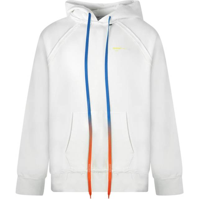 Off-White Mens Long Drawstrings White Oversized Hoodie Cotton - Size Medium