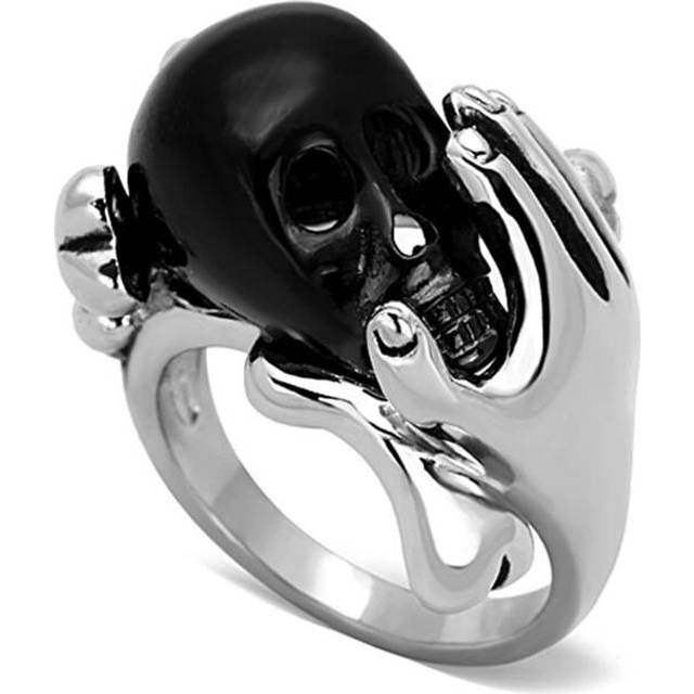 Alamode TK1206-10 Two-Tone IP Black Stainless Steel Ring with Epoxy, Jet - Size 10