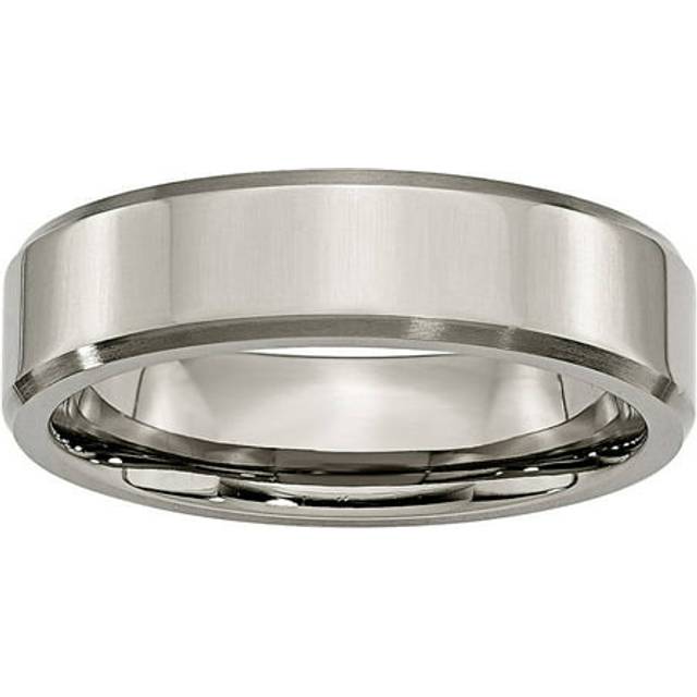 Bridal TB111-6.5 Titanium Beveled Edge 6 mm Brushed & Polished Band - Size 6.5 - Silver