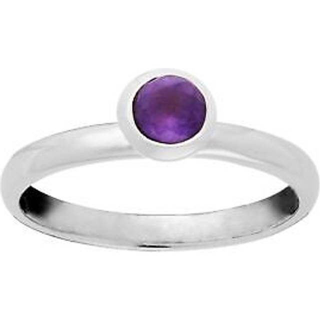 Amethyst ring sterling silver 925 round gemstone stackable band - 81stgeneration