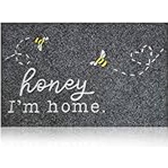 HLFMVWE Funny Bee Doormat Honey Im Home Cute Door Mat Welcome Mats for Front Door Kitchen Rugs Indoor Porch Outdoor Non Slip Du