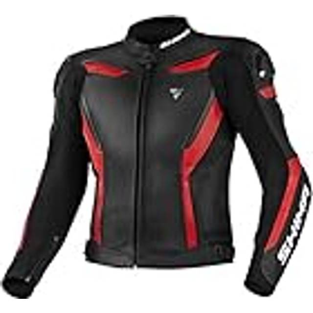 SHIMA Chase Motorcycle Leather Jacket, black-red, Size 56 for Men