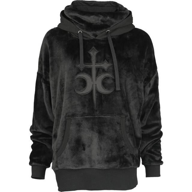 Gothicana by EMP - Gothic Hooded sweater - Fluffy hoody with high collar - M to L - for Women - black