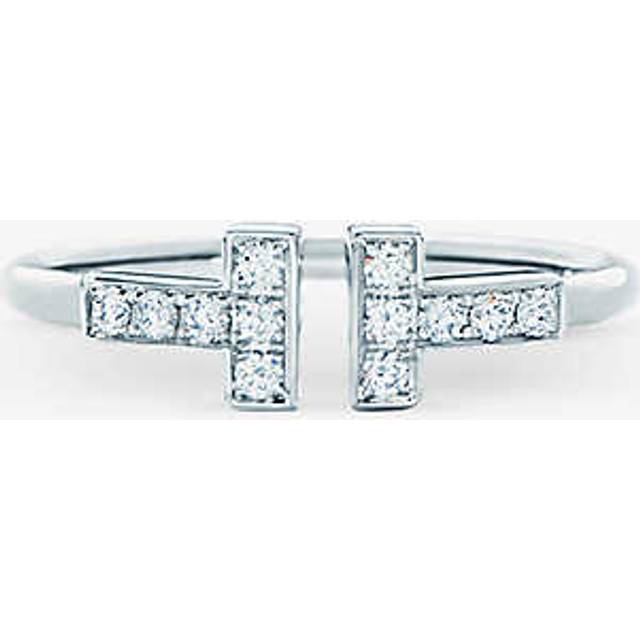 Tiffany & Co Womens Silver (silver) T Wire 18ct White-gold and 0.13ct Brilliant-cut Diamond Ring 7 - silver (Silver)