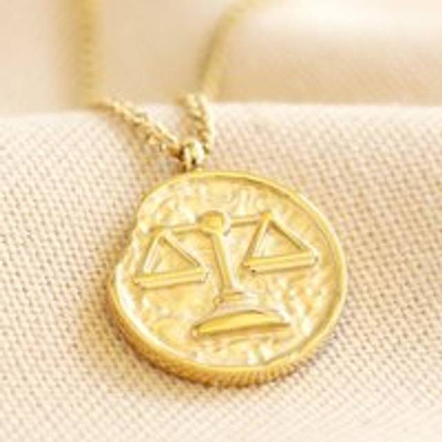 Gold Stainless Steel Libra Pendant Necklace - gold - one size