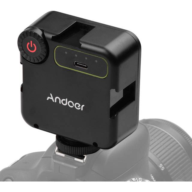 W49S Mini LED-videoljus 5600K Dimbar 5W Inbyggt uppladdningsbart batteri 3 Cold Shoe Mounts Light Only svart