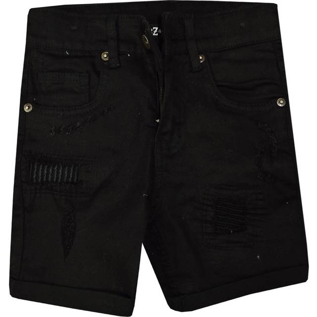 (9-10 Years) Kids Boys Shorts Denim Ripped Jet Black Chino Bermuda Jeans Knee Length Pants