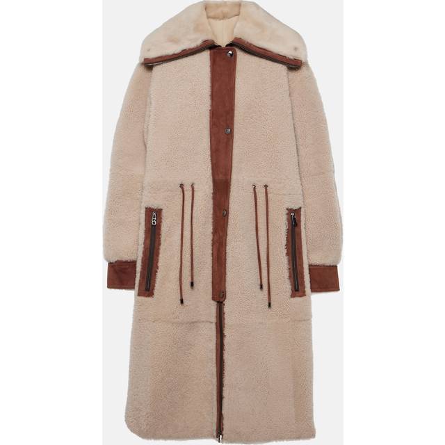 Bogner Gritt suede-trimmed shearling coat - beige (UK 18)