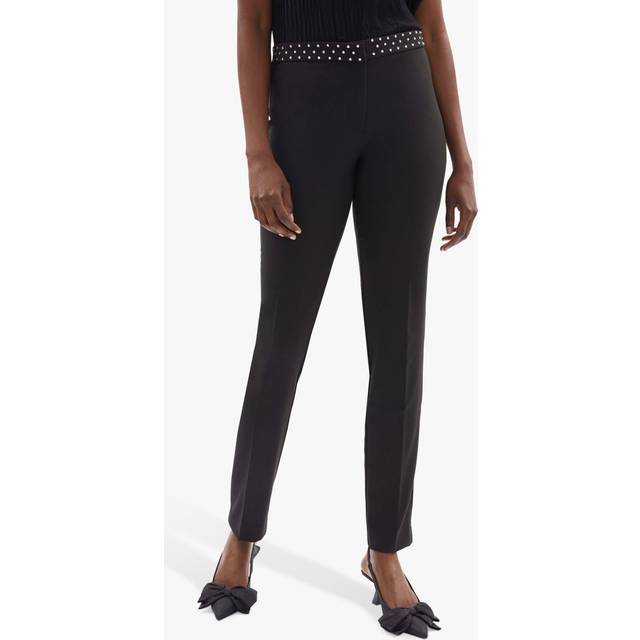 James Lakeland Rhinestone Waist Pin Tuck Trousers, Black