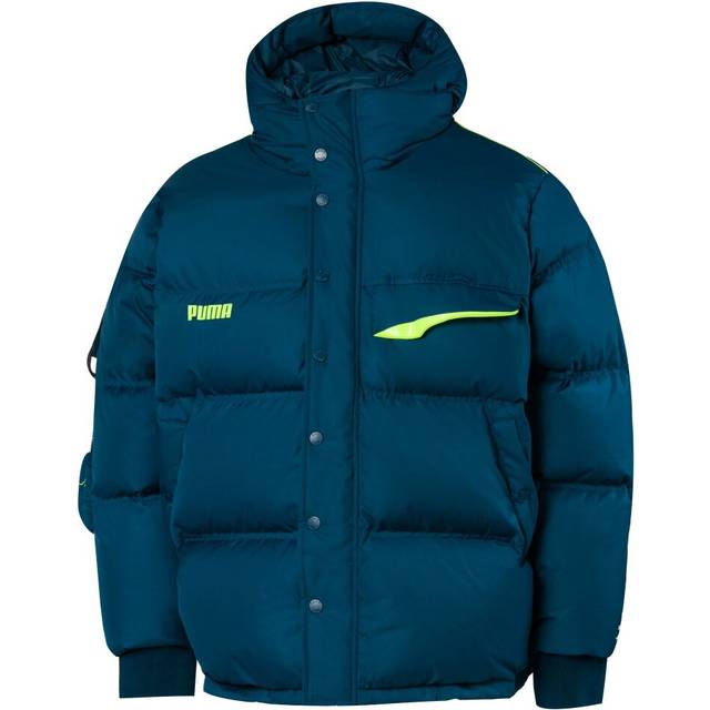 Puma x Ader Error Down Puffer Jacket Hooded Coat Blue - Mens Textile - Size 2XS