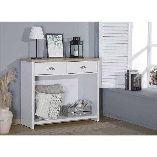 (White) Wooden Console Hall Table Available in Grey/Oak or White/Oak