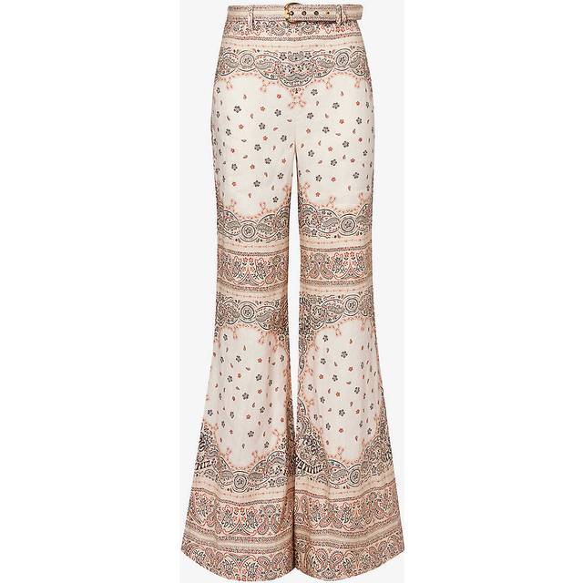 Zimmermann Printed high-rise linen wide-leg pants - multicoloured (UK 14)