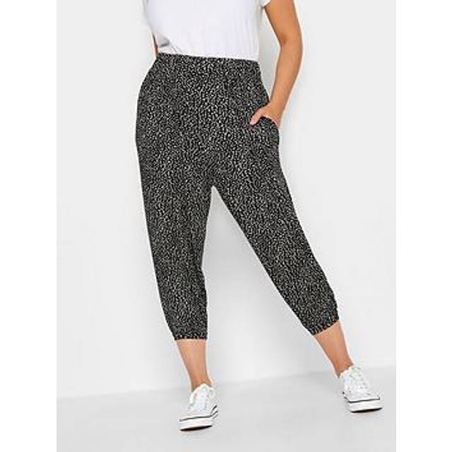 Yours Curve Black Spot Print Cropped Harem Joggers, Women's Curve & Plus Size, Yours - 20