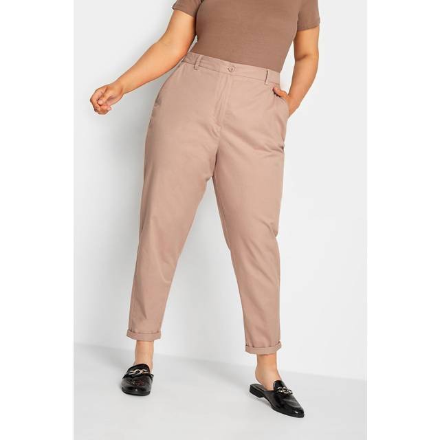 Yours Curve Blush Pink Straight Leg Chino Trousers, Women's Curve & Plus Size, Yours - Short 14