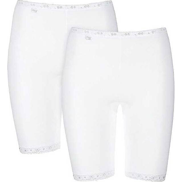 Sloggi Womens Basic+ Long 2 Pack Briefs - White Polyamide - Size Medium