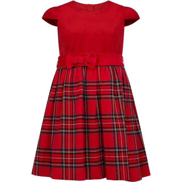 Diana Velvet & Tartan Party Dress - Red - 1-2 Years