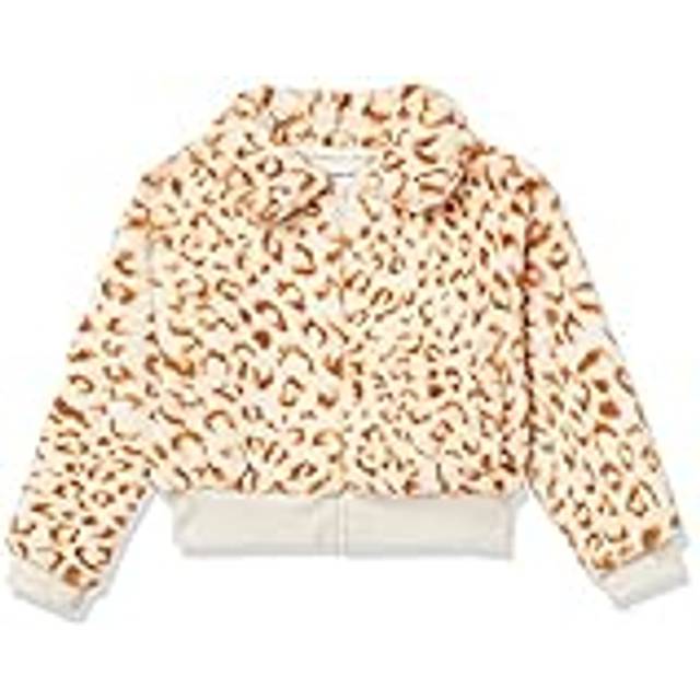 Amazon Essentials Girls' Faux Fur Jacket  Cream Leopard  Medium
