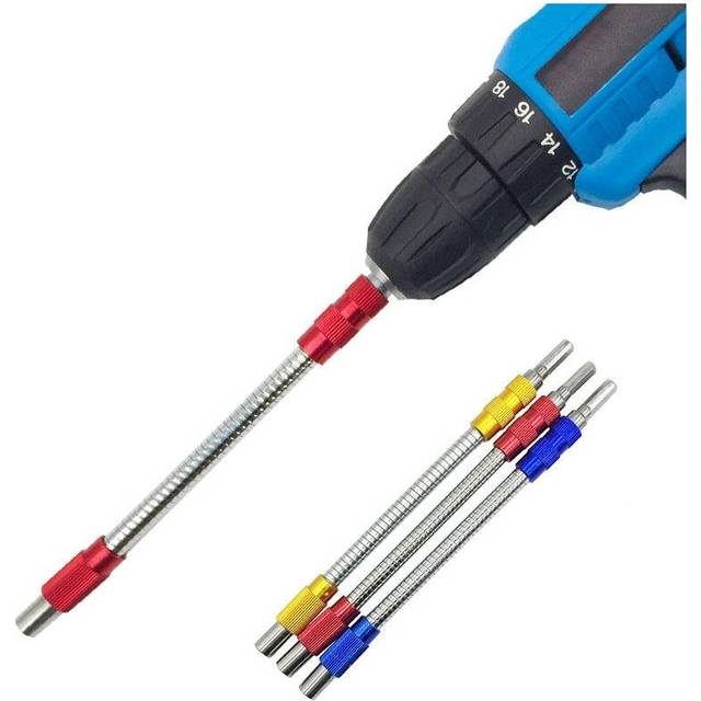 3pcs 200mm Metal Flexible Extension Drill Shaft 1/4 Inch Hex Screwdriver Bit Holder