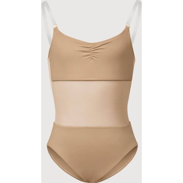 BLOCH Girls Sunna Mesh Panel Bodysuit, Tan