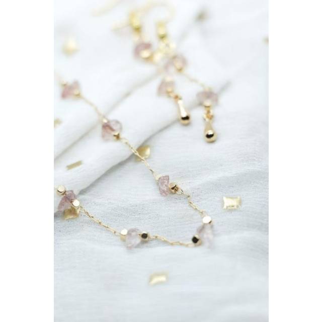 The Colourful Aura Gold Crystal Quartz Healing Dainty Colourful Citrine Choker Necklace In Pink - One Size