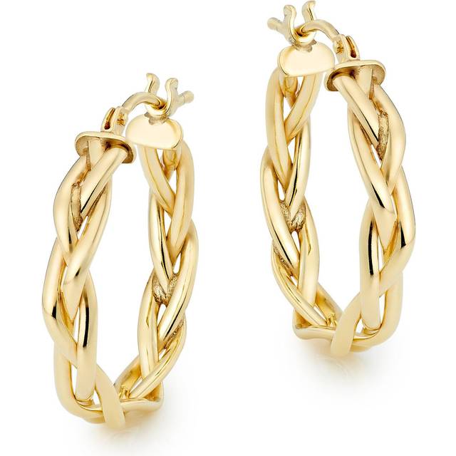 9ct Yellow Gold Plait Hoop Earrings