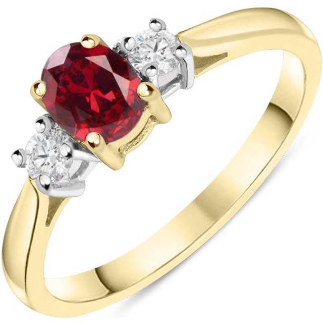 18ct Yellow Gold 0.57ct Ruby Diamond Trilogy Ring - Option1 Value Yellow Gold