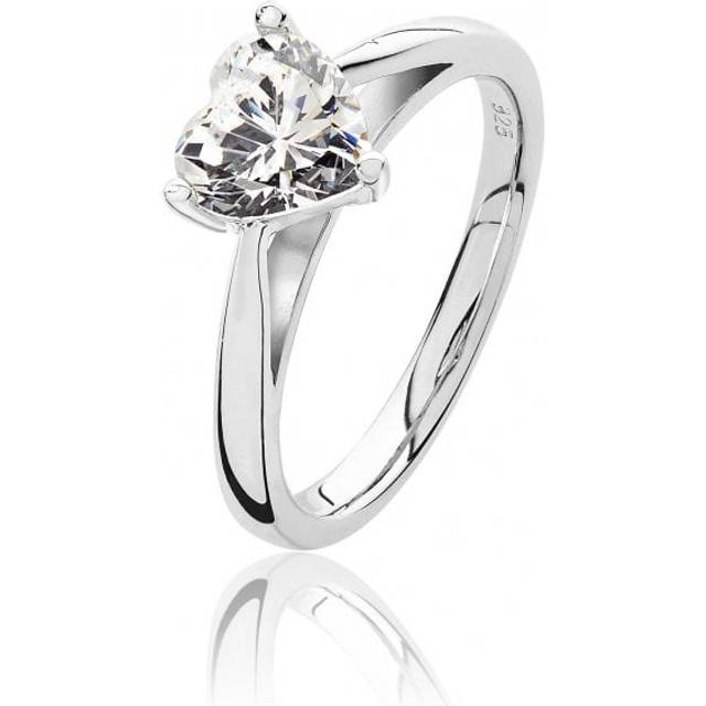 Silver & Co Heart Ring | 7mm Cubic Zirconia | 3-Claw Set - SRG0088CZ / Size T