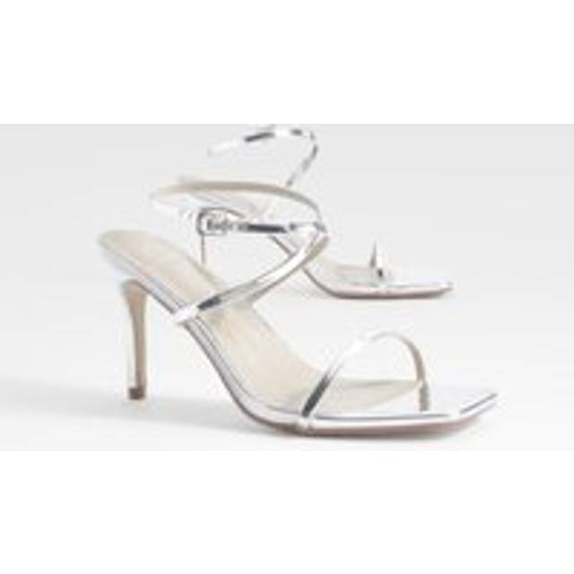 Womens Wide Fit Barely There Low Stiletto Heels - Grey - 6, Grey